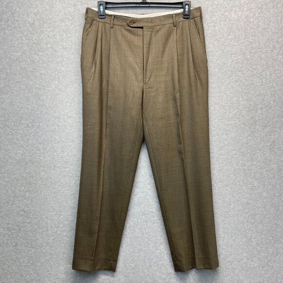 Canali Super 120s Wool Suit Mens 56R Brown 35x29 Pleated Pants 2-Piece - Picture 13 of 16